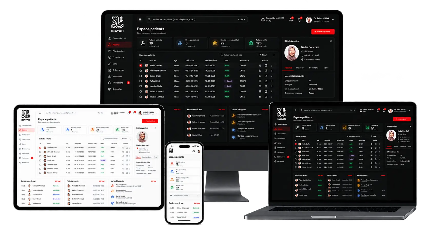 INAYAH Soft Digital Health System Interface
